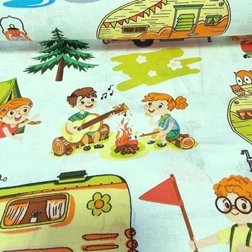 Vidám kemping pamut perkál