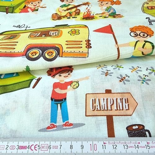 Vidám kemping pamut perkál