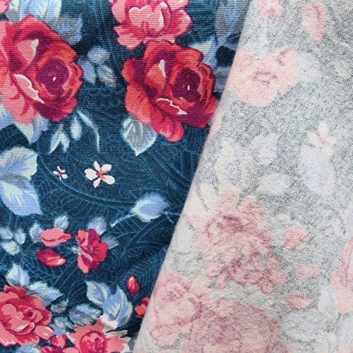 Türkizzöld alapon pink rózsa mintás prémium flanel 