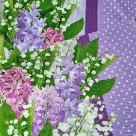 Lilies of the valley-hyacinths waffle fabric 50 cm width