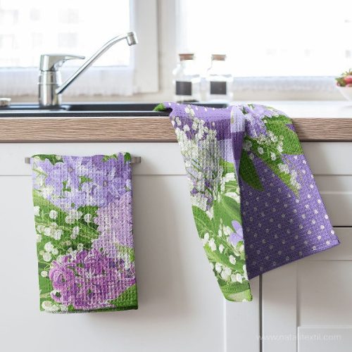 Lilies of the valley-hyacinths waffle fabric 50 cm width