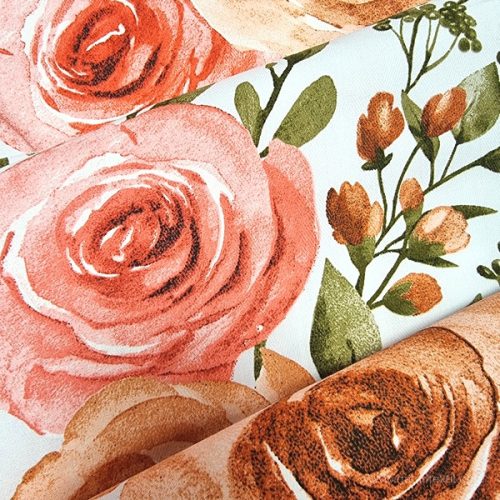 Rózsa mintás vastag 50 cm széles pamutvászon