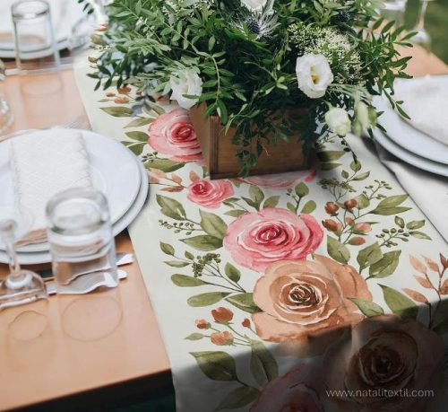 Rózsa mintás vastag 50 cm széles pamutvászon