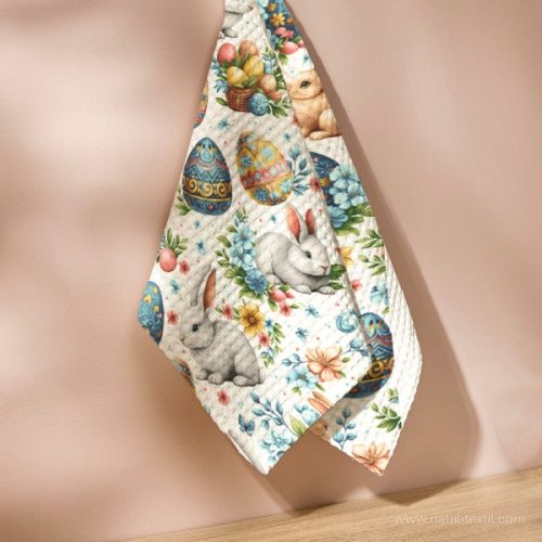 Easter eggs waffle fabric, 150 cm wide.