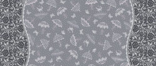 Szürke esernyők, bordűrös pamutvászon (half panama) 150 cm széles