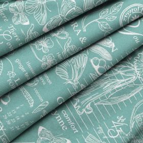   Flóra és Fauna pamutvászon (half panama) alapon fehér minta