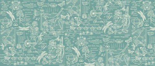 Flóra és Fauna pamutvászon (half panama) alapon fehér minta