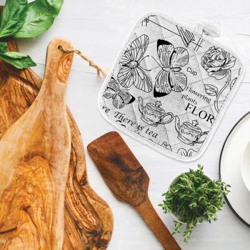 Flóra és Fauna pamutvászon (half panama) fehér alapon fekete minta