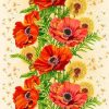 Waffle fabric with a poppy pattern, 50 cm wide.
