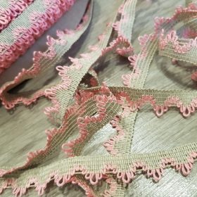 Natúr bézs-rózsaszín 17 mm szalag csipke