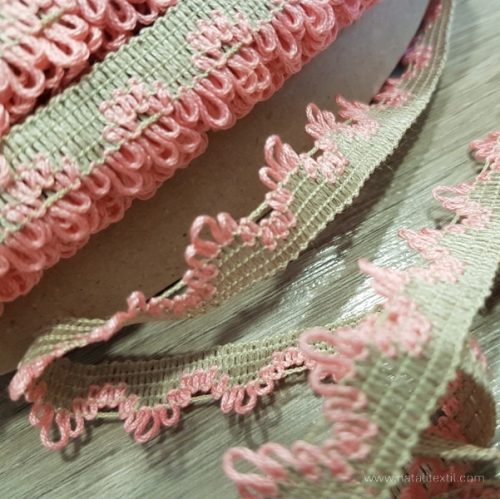 Natúr bézs-rózsaszín 17 mm szalag csipke