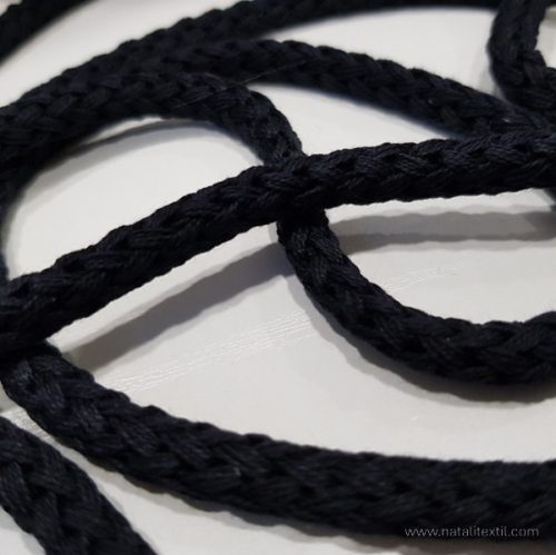 Fekete kötött pamut zsinór 10 mm