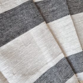 Vastag lenvászon bézs-fekete széles csíkos, 50cm-es 