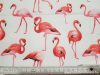 Flamingó fehér alapon designer pamut perkál-finom pamutvászon