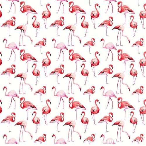 Flamingó fehér alapon designer pamut perkál-finom pamutvászon