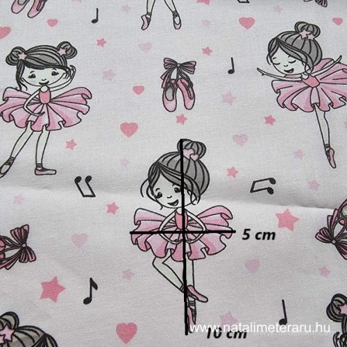Pici balerina halvány rózsaszín alapon pamut perkál 150 cm széles