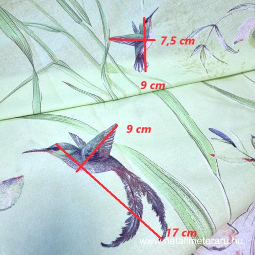 Prémium pamutvászon 220 cm széles - Virágok és kolibrik