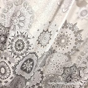 Szürke mandala mintás prémium pamutvászon 220 cm széles