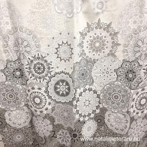 Szürke mandala mintás prémium pamutvászon 220 cm széles
