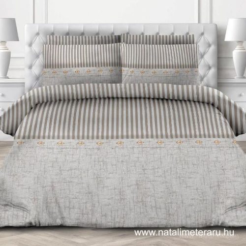 Bézs csíkos prémium pamutvászon 220 cm széles