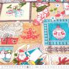 Karácsonyi patchwork mintás pamutvászon (half panama)150 cm széles 