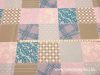 türkizkék, patchwork mintás pamutvászon